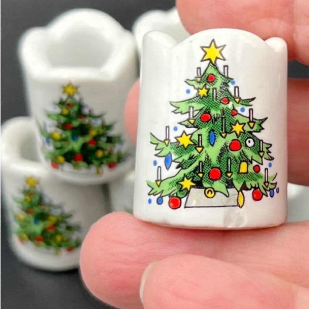 Set of 5 Vintage Enesco Christmas Tree Candle Holders - Picture 7 of 8